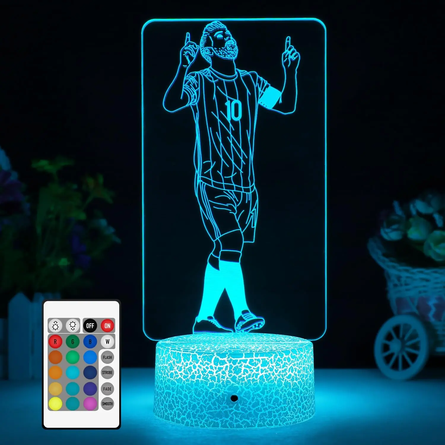 Argentina Soccer Player #10 3D Illsuion Lamp for Boys,16 Colors Changing Dimmable with Night Light,Football Fans 's Day Gift,Football Fans for 's Room Decoration (02)