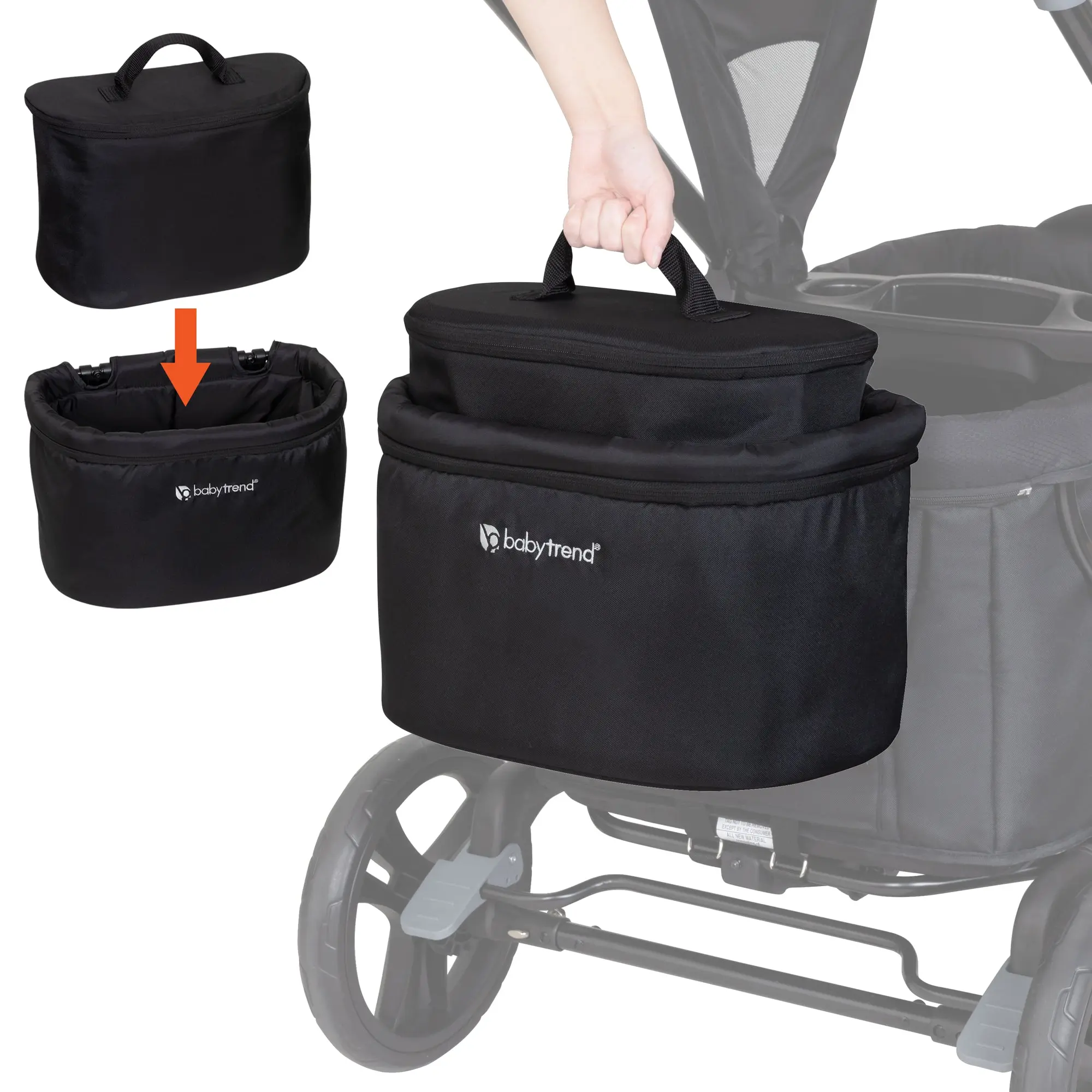 Baby Trend® Black Versatile Stroller Wagon Deluxe Storage Basket Insulated Cooler Organizer