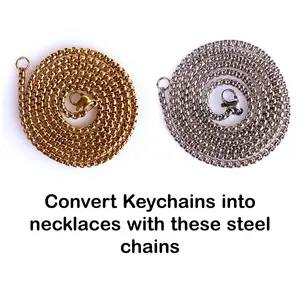 Stainless Steel Necklace Chains, 24" Long, 2.5mm Diameter, Beautiful Gold or Silver Color Coating, Convert Keychains into Necklaces