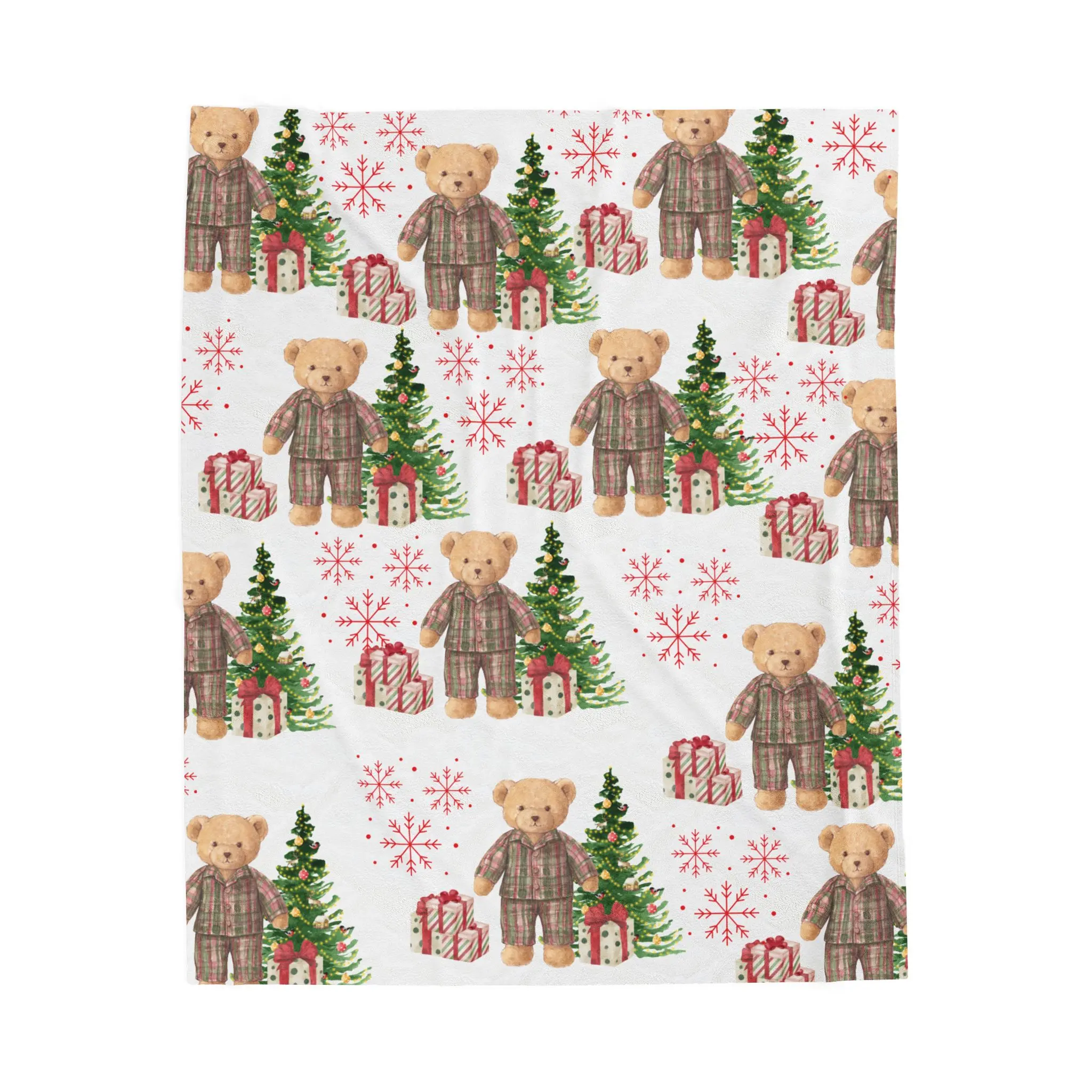 Teddy Bear Christmas Tree Blanket | Holiday Plush Throw