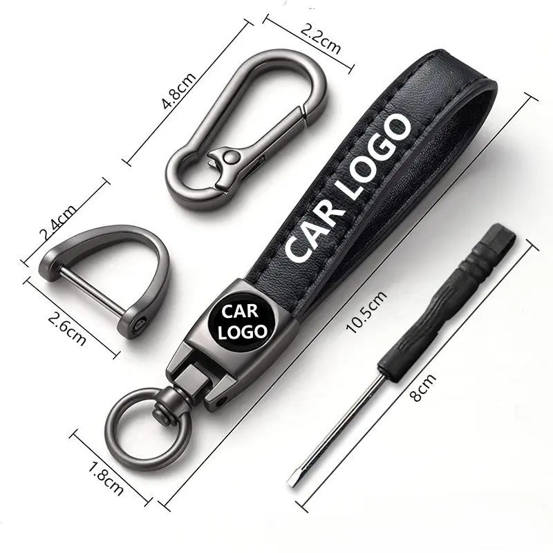 Genuine Leather Keychain for Chrysler – Heavy-Duty Key Fob Holder for Chrysler 300, Pacifica, Voyager | 360° Rotating Screw-Free D-Ring Strap | Premium Metal Car Key Accessories Gift