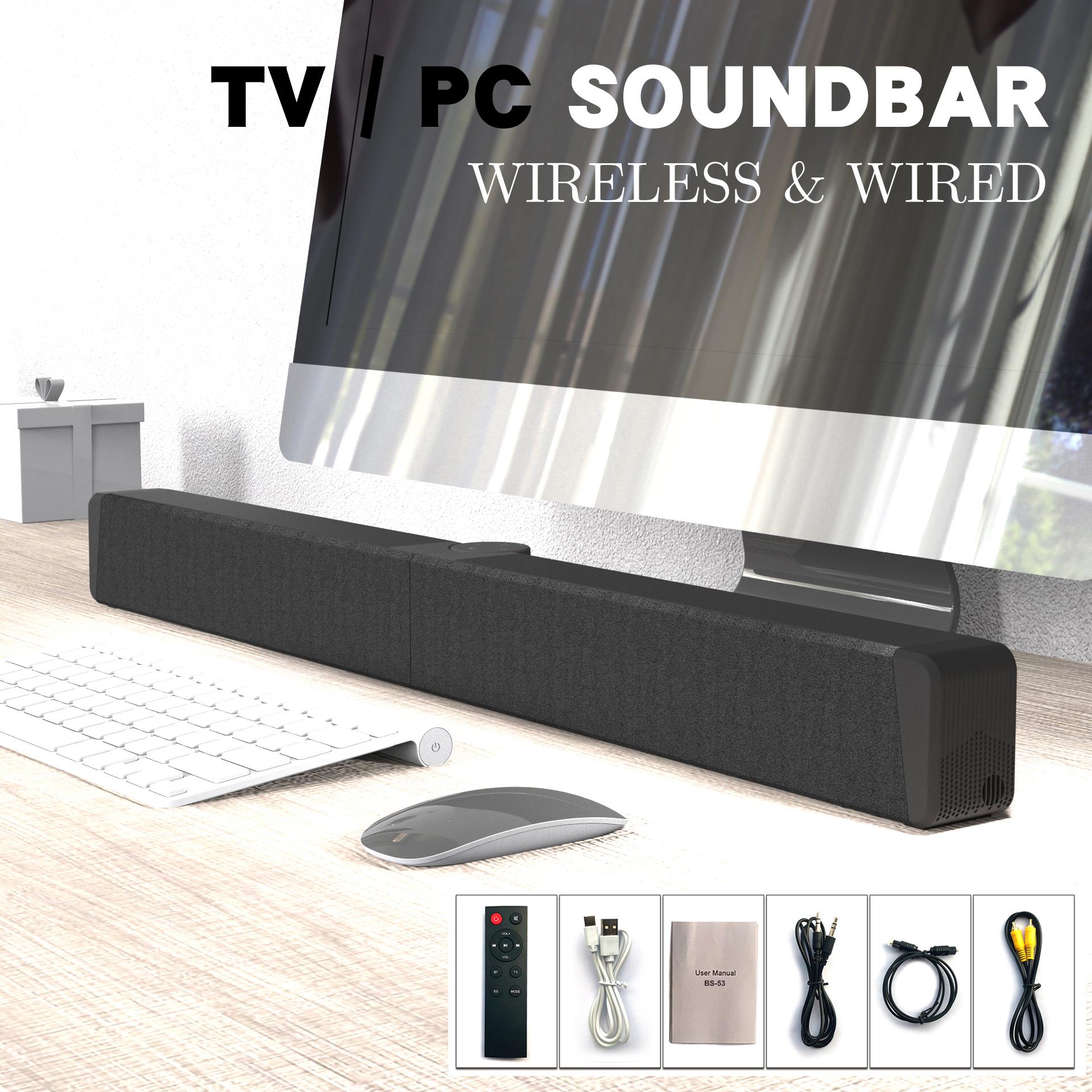 Foldable Sound Bars For TV Speaker, Bluetooth 5.1, Opt, Coaxial, USB, AUX Inputs, Projector TV Sound Bar, PC, Home Theater, 3D Surround Sound System - 26.8 Inch