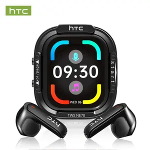 HTC NE70 TWS Earbuds, Bluetooth 6.0 Headphones, ENC Noise Reduction, LED Smart Screen, TikTok Control, IPX5 Waterproof, Lightweight In-Ear Earphones for Travel Sports Gaming Calls Wireless Earphones