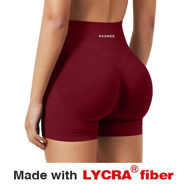 Lycra Sports Shorts High Waistband Butt Lifting Women's Solid V-waistband Seamless Gym Shorts, High Stretch Yoga Shorts,Seamless Natural waist Soft Yoga Shorts, Quick Dry Sporty Pants for Gym Running Biking, All Seasons Natural Waist Plain Design,