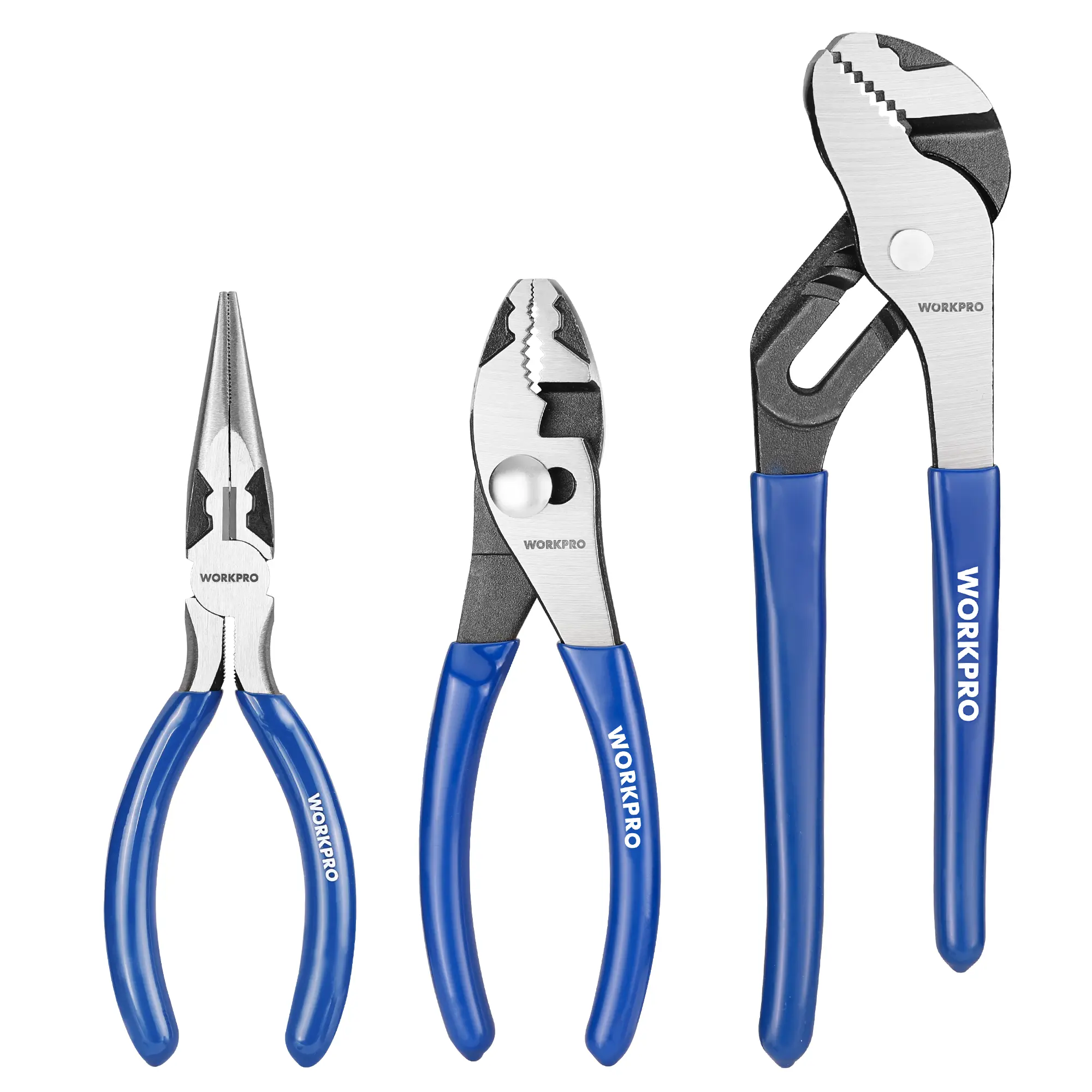 #summersale WORKPRO Pliers Set, 3-Piece Plier Tool Set with Soft Handle, 6" Needle Nose, 6" Slip Joint, 8" Groove Joint Plier for DIY & Home Use