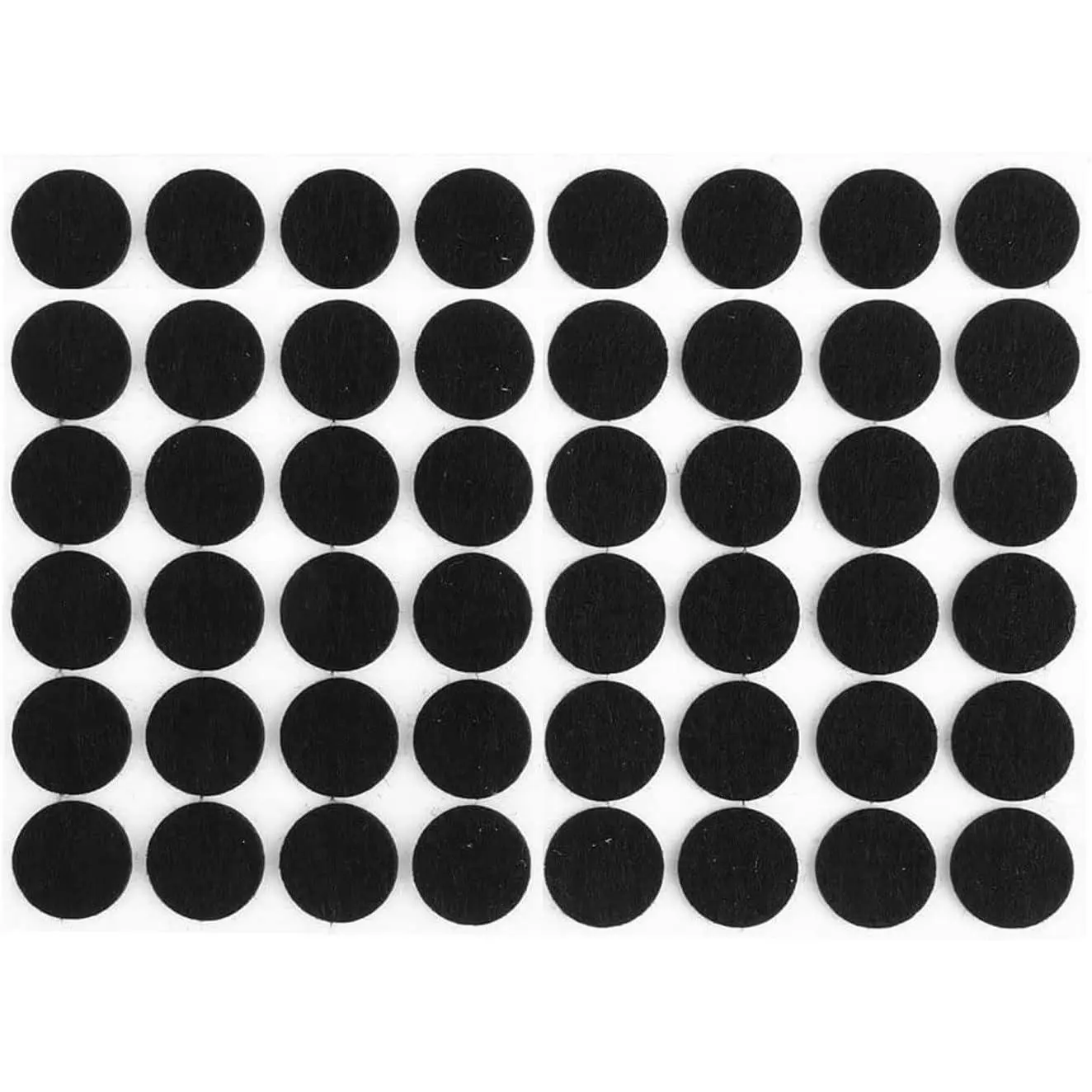 Black Self Adhesive Felt Bumpers 1/2" Diameter and 1/8" Thick (48 Pack), Round