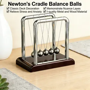 New Swinging Newton Cradle Physics Pendulum Balls - Stress Relief Desk Decor, Educational Science Gadget, Office Desktop Ornament & Unique Gift for Colleagues, Friends & Family
