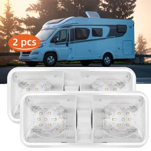 2Pack Led RV Ceiling 1100 Lumen Double Dome Light | RV Interior Lighting Fixture for RV Trailer Camper Truck Van Boat Car