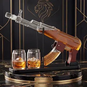Father's Day Gifts for Men Dad, Kollea Whiskey Decanter Bottle Sets-Glassware Decanter, Detachable Magazine & 2 Bullet Shot Glasses, Liquor Dispenser for Bar, Birthday/Anniversary/Military Alcohol Utensils Present for Brother