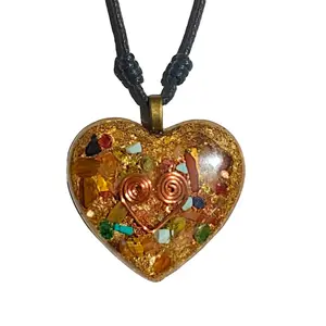 Orgonite EMF shielding Heart Pendant with an adjustable cord handmade jewelry heart style