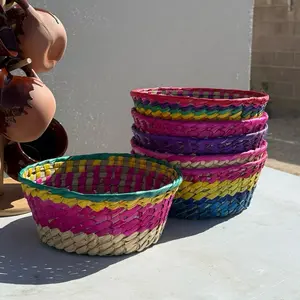 Handmade canasta de palma: Mexican boho storage basket