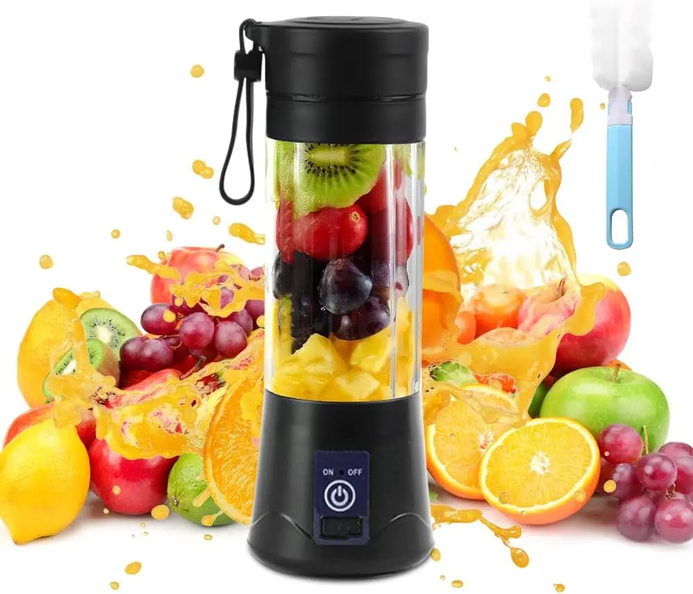 Mizikuu Tragbarer Mixer, 380Ml Smoothie Maker Mit 6 Klingen Aus Edelstahl Wiederaufladbarem Shakes Blender Mit Reinigungsbürste Mini Standmixer Elektrischer USB Entsafter Mixer Kleiner mizikuu
