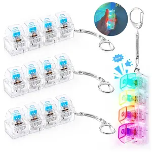 Mechanical Keyboard Keychain Decorations with LED Glowing Lights, Stress Relief Fingertip Clicker with Transparent Crystal Keycaps, Fingertip Fidget Toys and Fun Pendant for Kids and Adults, Funny Gifts, Easter Sunday Gifts, Mother's Day Gifts