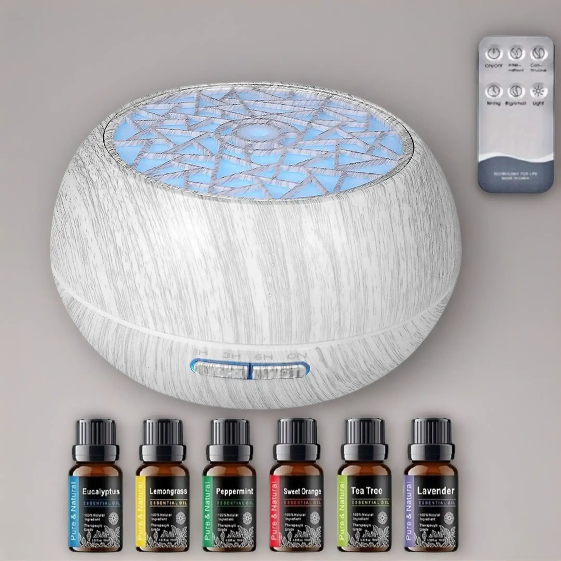 6 Therapeutic Oils Included 550ml Purifier Humidifier - Aromatherapy Machine, Cool Mist Humidifier, Automated Ultrasonic Aromatherapy Machine, Remote-Controlled Ambiance, Spa at Home for Family Use