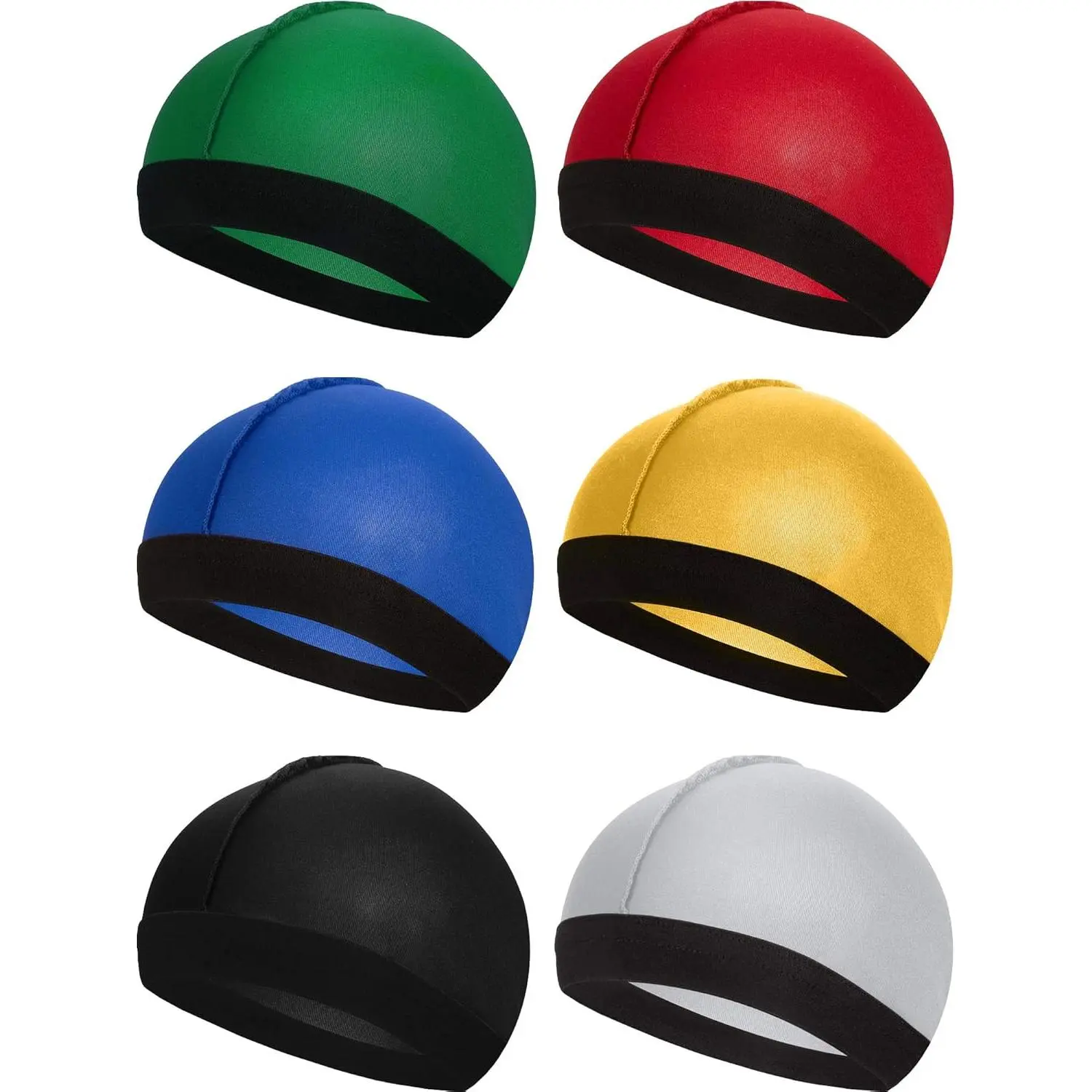 6 Pieces Silky Wave Caps for Men Kids 360 Durag Cap Elastic Wave Velvet Hat
