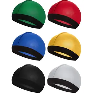 6 Pieces Silky Wave Caps for Men Kids 360 Durag Cap Elastic Wave Velvet Hat