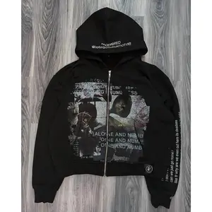 Harajuku casual letter-print zip-up oversized hooded sweatshirt streetwear Gothic sportswear hooded sweatshirt women’s top men’s clothing Gothic apparel GARMENTARY