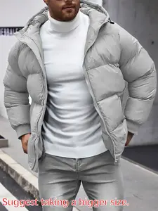 Men's Hooded Drawstring Thermal Jacket, Casual Fashionable Comfortable Warm Winter Outerwear, Multiple Colors & Sizes Available