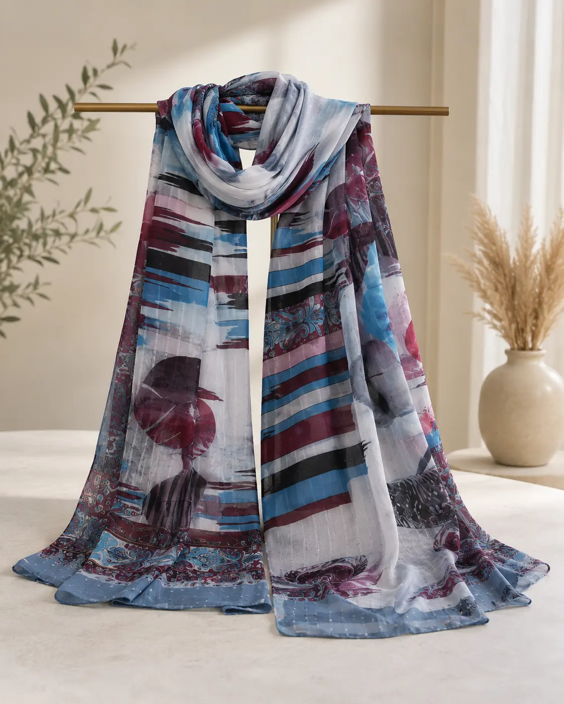 Colorful Scarves in Blue Gray Orange and Purple for Stylish Outfits campingessentials