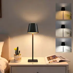 Cordless Table Lamps 3-Colors Stepless Dimming 4000mAh Rechargeable Battery LED Desk Lamp for Bedroom Couple Dinner Desk Cafe Dining Room Terrace