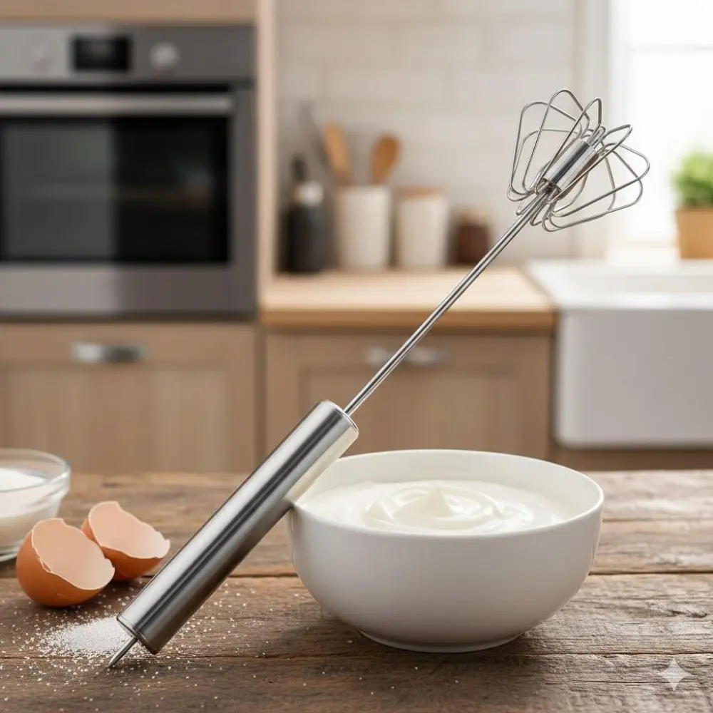 Professional Kitchen High-Speed Mixer: Rustproof Electric Whisk with Gear Boost, Non-Slip Grip for Milk, Eggs, Coffee & Baking. Multi-Purpose Handheld Whisk Mixer for Home & Commercial Use.