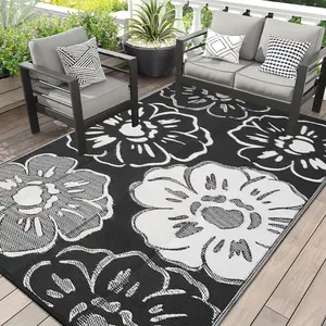 Outdoor Waterproof Rug, Dual-Sided Plastic Woven Mat, Reversible Camping Rugs, Patio Rugs, Outdoor Area Rug, Ideal for RV Travel, Camping, Picnic, Beach, Balcony, Backyard, Poolside, Porch