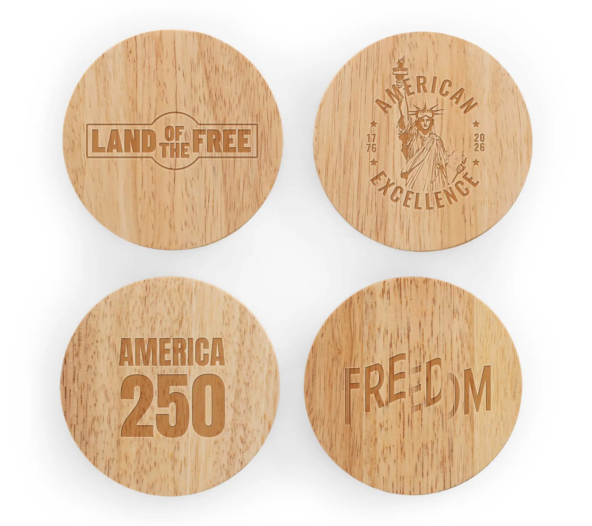 Oniva America250 Parawood Coasters with Bottle Openers Set