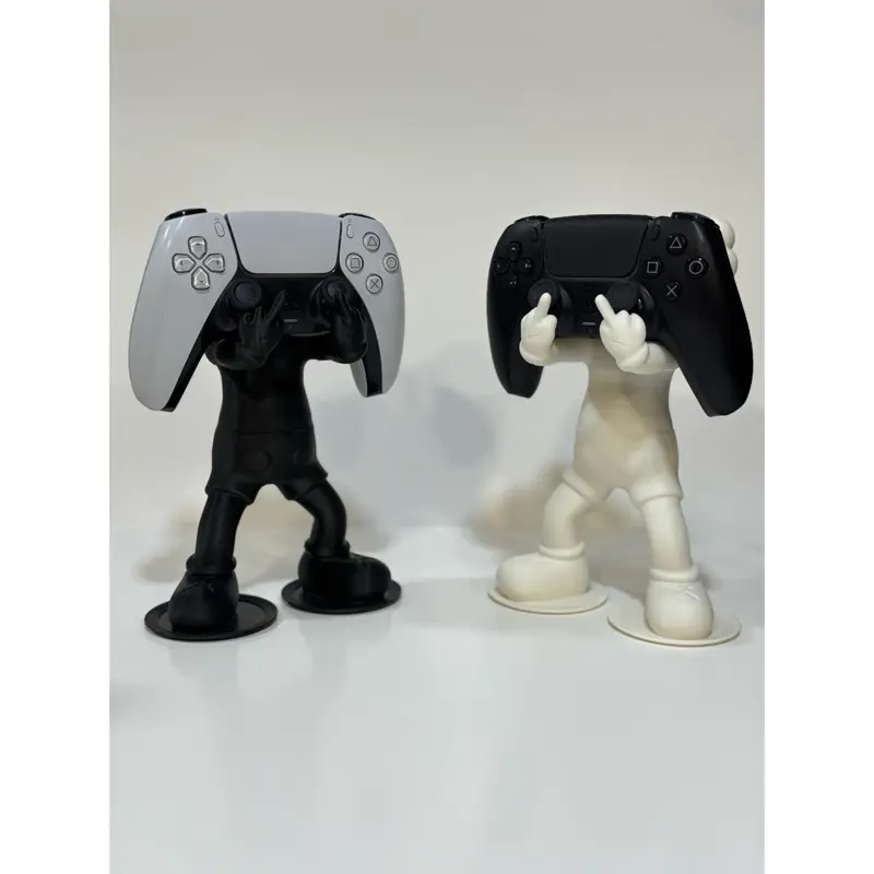 2-Pack 3D Printed Game Console Controller Stands, 8in Tall Black & White Modern Figurines & Miniatures, Home Decor Display Art