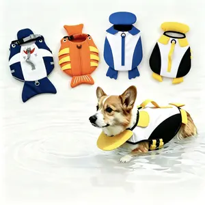 Dog Life Jacket Swimsuit, High Flotation Dog Life Vest for Swimming, Boating and Water Safety, Shark Puppy Swimsuit Ripstop Pet Lifesavers with Durable Lift Handle, Pink Shark Blue Shark,Little Penguin, Little Crab, Little Duckling