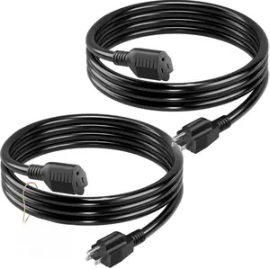 16/3 Short Extension Cord 6 FT 2 Pack, Black Extension Cord Flexible & Durable, Indoor 3 Prong Power Cable, Suitable for Home and Office, 13 Amp 1625 Watt 125VAC 16AWG, ETL Listed Plug Women
