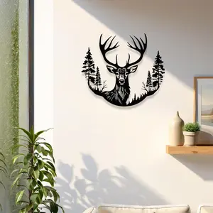 Deer & Tree Iron Wall Decor, Modern Home Decor, Sculpture Mural, Perfect for Balcony, Patio, Forest Scene, Wedding Decoration, Natural Wedding Gift