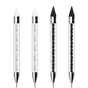 4PCS Rhinestone Picker Dotting Tool Dual-Ended Rhinestone Applicator Tool Wax Pen for Nail Art Gemstones Crystals DIY Nail Art Specialty Pen