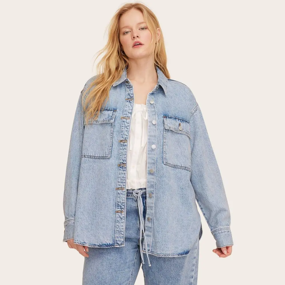 Women's Long Sleeve Denim Shacket - Parke Women's Long Sleeve Denim Shacket - Parke