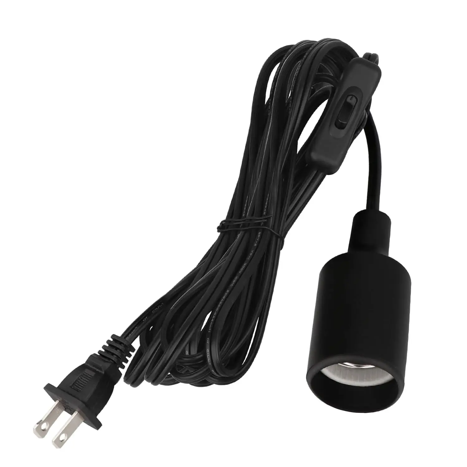 15ft Pendant Light Cord Socket, E26 Hanging Lamp Socket with ON Off , E27 Base Black Lantern Extension Cord  Lights Bulb Socket with Plug DIY Lamp Fixture Ceiling Lighting Kit