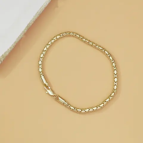Women's Dainty 14K Gold Plated Box Chain Bracelet - Thin Link Minimalist Stackable Golden Tone Fashion Wrist Jewelry, Elegant Everyday Wear, Thoughtful Birthday Gift for Adult Female Accessories