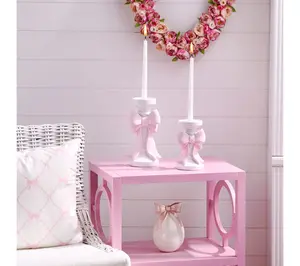 7-10" Resin Bowtie Candle Holder Set of 2 By Valerie