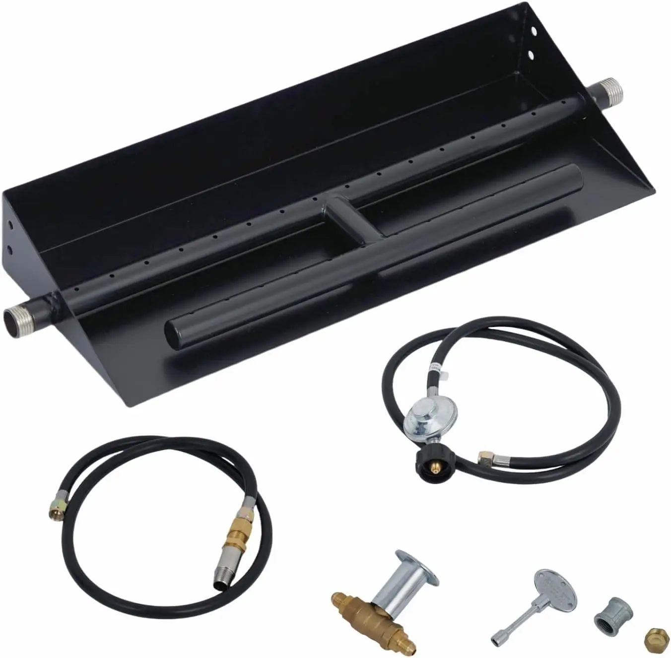 GAOMON 22.5x6 in Drop in Fire Pit Burner Kit, Stainless Steel Fire Pit Kit with Burner, Hose Kit, Insert Rectangular Fire Pit Burner Pan for Propane, Natural Gas, Outdoor Fire Pit Pan Kit