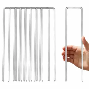 33PCS Heavy-Duty U-Shaped Ground Stakes, Trampoline Anchor Kit, Steel Trampoline Securing Anchors, Perfect for Tents, Soccer Goals, Lawn Landscaping and Patio Yard Decor