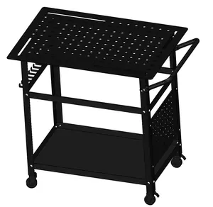 Garvee 36" Welding Table, 600 Lbs Load Capacity, Holes Diameter 5/8" Welding Workbench with 360° Rotate Brake Wheels, 11 Hooks, Side Panel,  Garage Workshop Office Home Woodworking Shop Work Bench