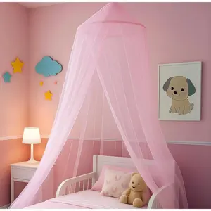 Princess Pink Bed Canopy for Girls, Dreamy Canopy Net Fits Most Single, Twin, Full and Queen Size Bed, Room Decor, Kids Bedroom Accessories