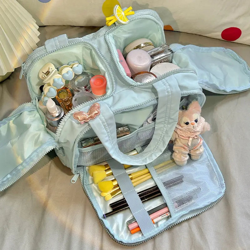 Women's 4-in-1 Puffy Multi-Functional Toiletry Bag - Large Capacity Multi-Compartment Personal Item Bag with 4 Full-Zip Compartments, Dustproof Makeup Container Set for Travel, Outdoor Use