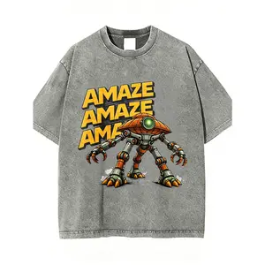 100% cotton casual pattern T-shirt with amazing robot design. Summer clothing. Street fashion retro style. # Science fiction movie "2026" #   "The Haley Marie Project"