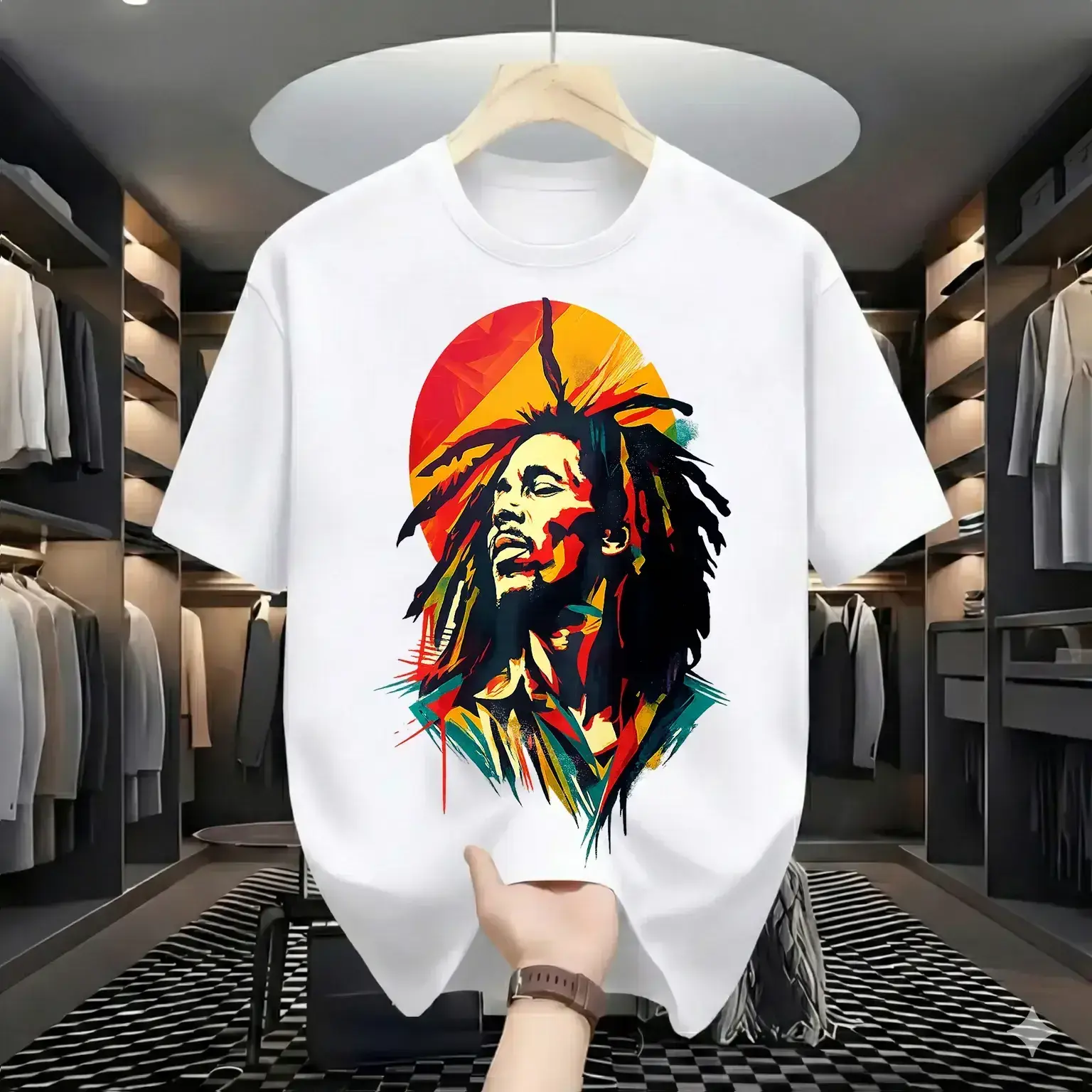 Vintage Reggae Music Legend Graphic Tee Colorful Rasta Vibes Casual Shirt lsj08