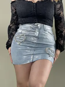 Heart Skirt - Metallic Light Blue & True To Size