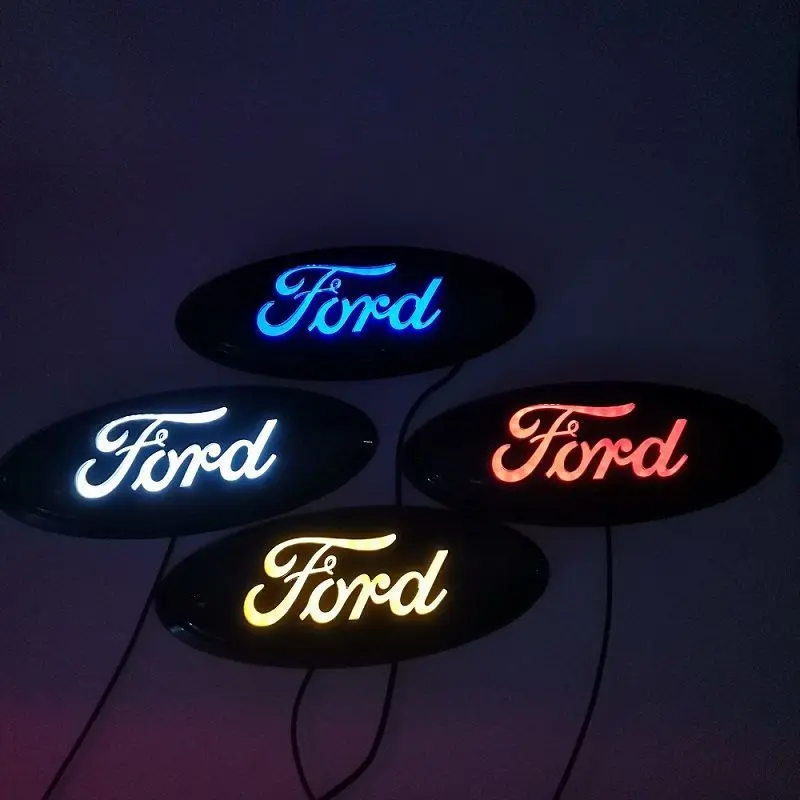 emblem Ford Flowing LED Emblem Light - Dynamic Illuminated Grille Badge for F-150, F-250, Edge, Explorer, Transit - Non-Fading, Non-Deforming, Durable - White, Red, Blue, Yellow - DC12V - 0.6m Cable