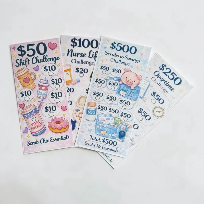 Nurse Savings Challenge Bundle| $50, $100, $250 $ $500 Cash Stuffing Trackers