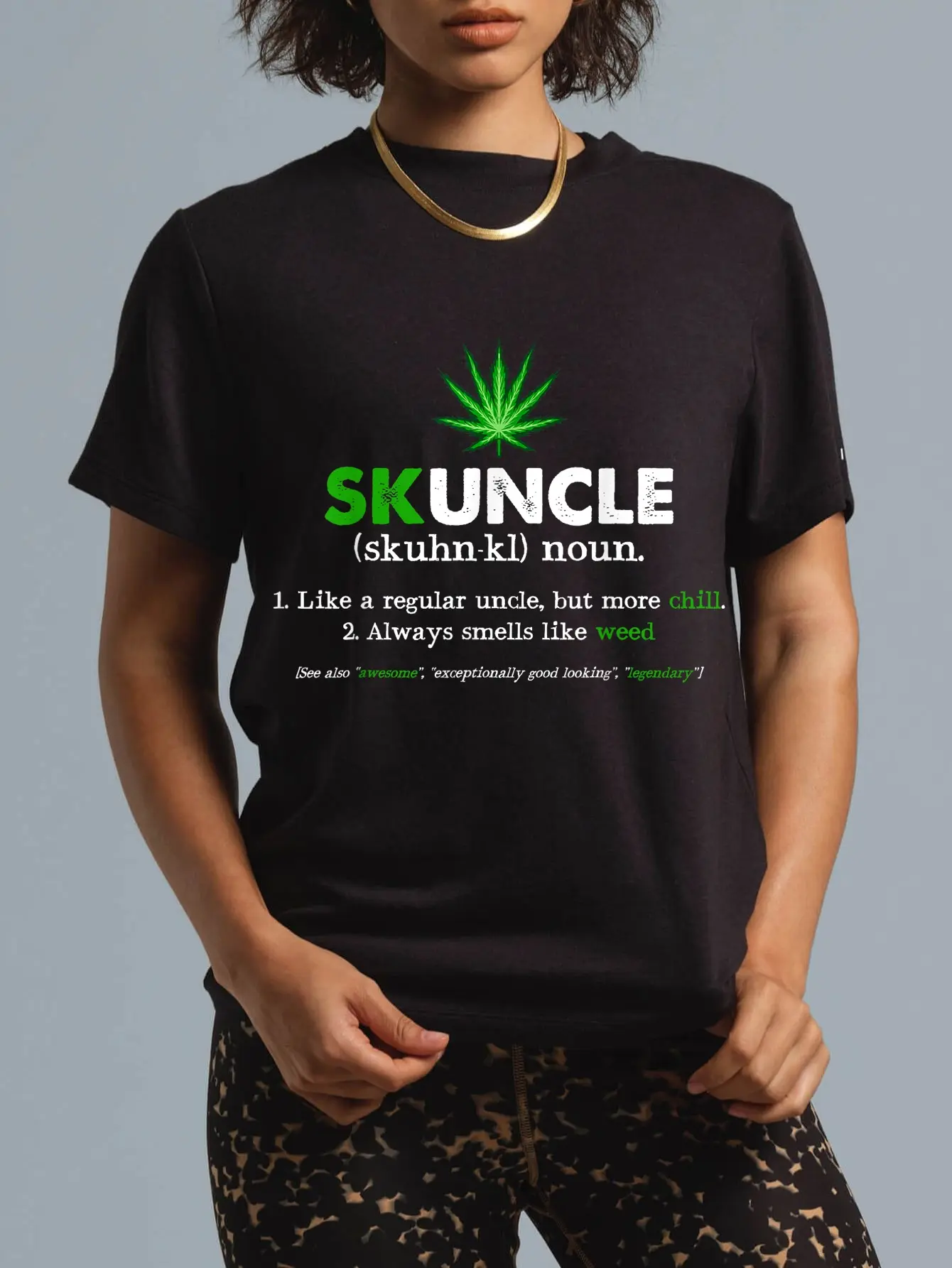 100% Cotton Funny Skuncle Weed Smoker Uncle Marijuana Lover Uncle Gift T-Shirt