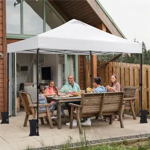 【Vented Top】Yaheetech 10×10 FT Pop Up Canopy Tent, Instant Portable Tent, Sun-Resistant & Height-Adjustable Outdoor Tent with Roller Bag & Sandbags & Ground Stakes & Guy Line