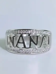 1 PC Classical Cubic Zirconia Engraved Elegant Everyday Ring For Grandmother For Daily Party Jewelry Mother's Day Gift Personalized Alphabet Ring