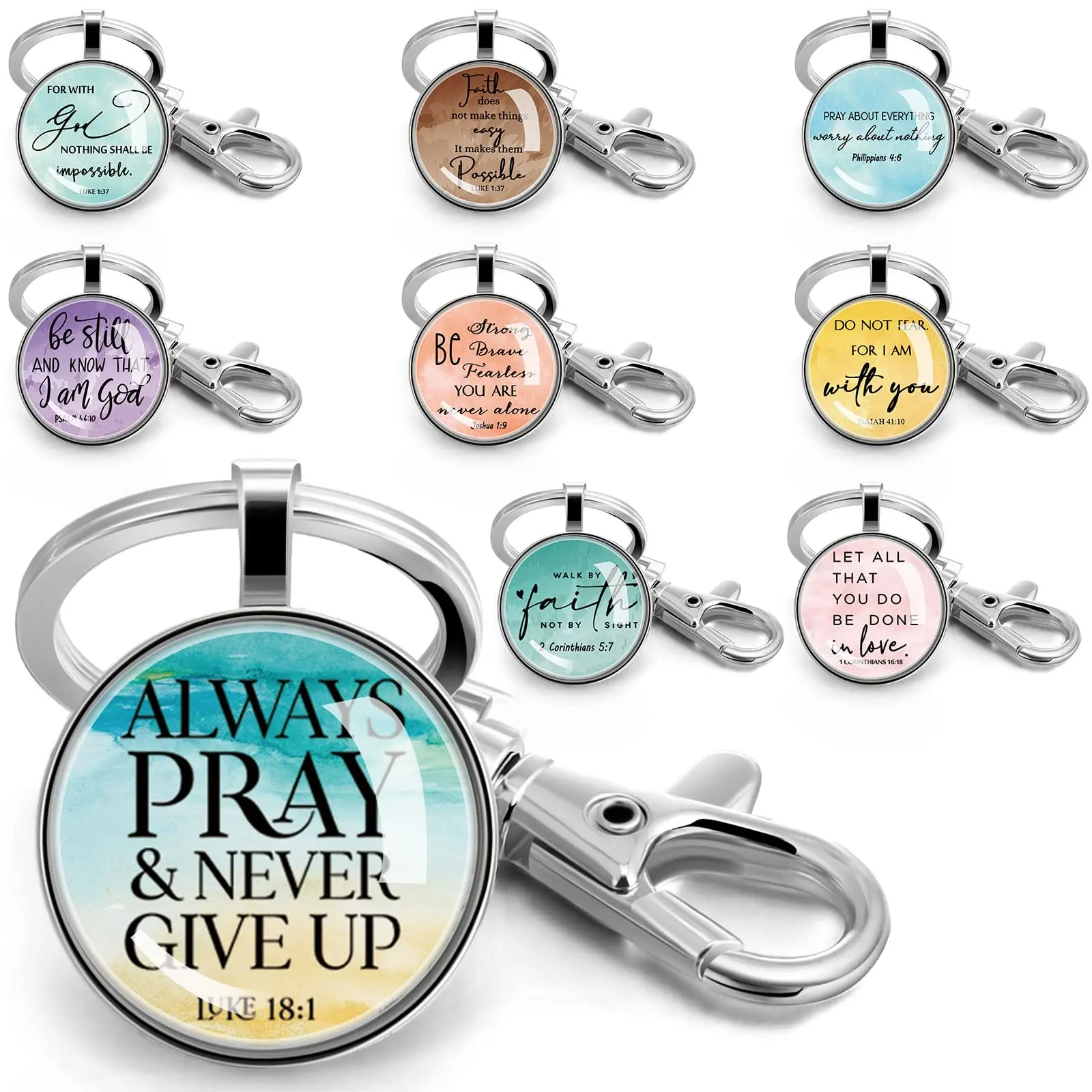9/18/24/36Pcs Bible Verse Keychains Christian keychain for Students Teachers Church Group Sunday School Baptism Gift Back to School Gift Resin Scripture Quote keychain for Backpack Car Key Accessory Birthday Gift Religious Party Favor Goodie Bags Stuffers